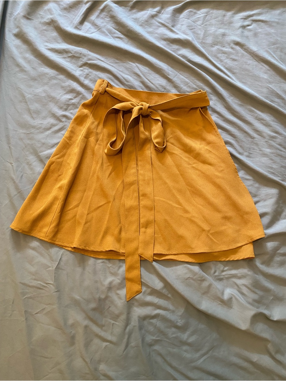American Apparel Mustard A-Line Tie-Waist Skirt